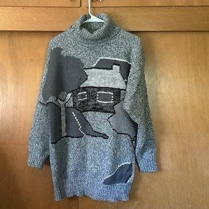 Vintage Intarsia Print Tunic Sweater